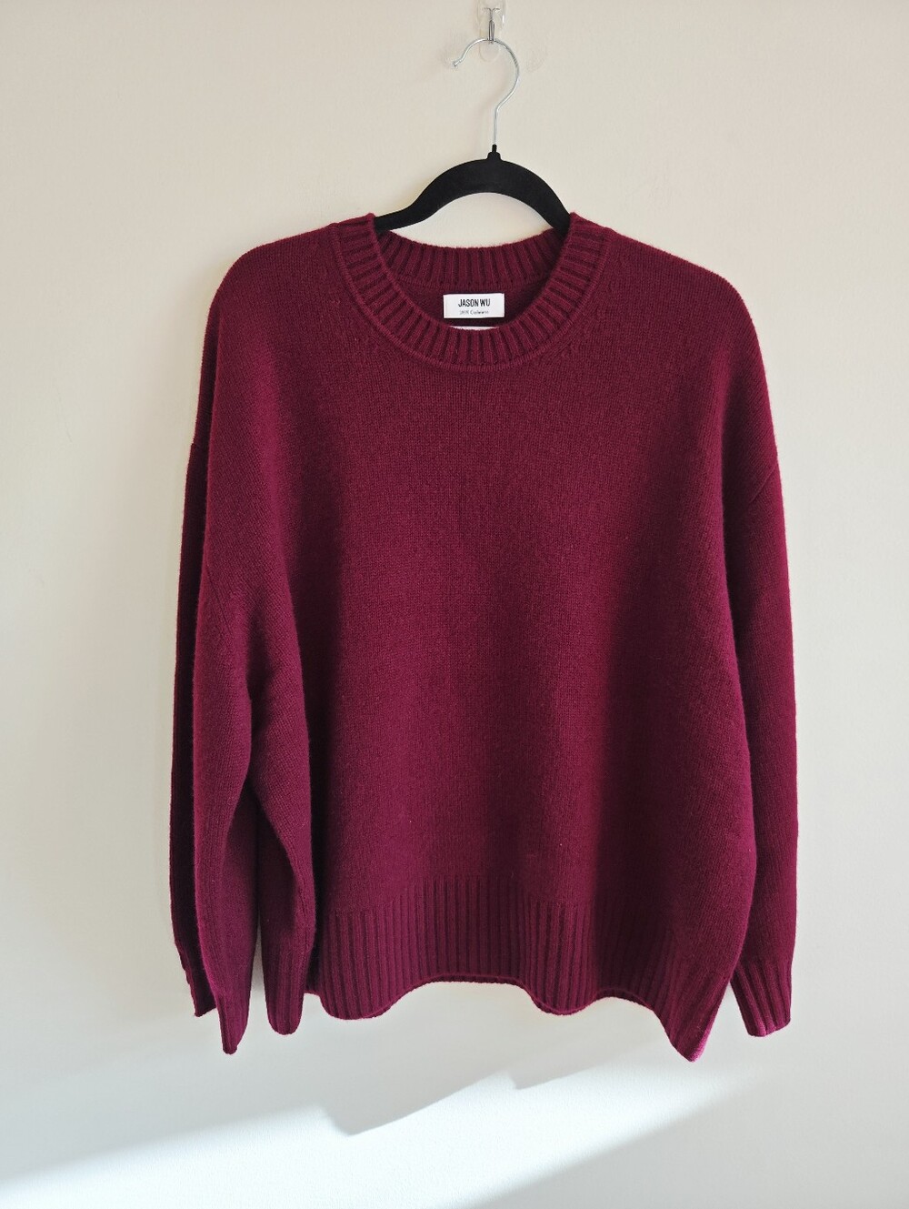 JASON WU | NWT US L 100% Cashmere Crewneck Sweater | burgundy